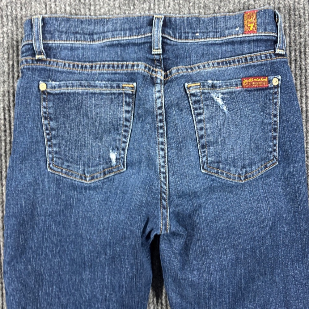 7 For All Mankind The Ankle Skinny Jeans Womens 26 Blue Distressed Ripped - Picture 11 of 12